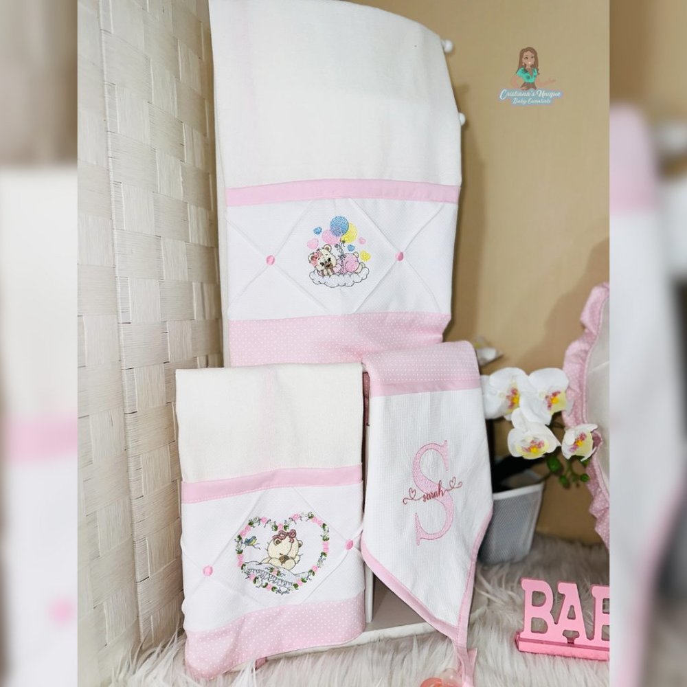 Pink teddy bear diaper kit